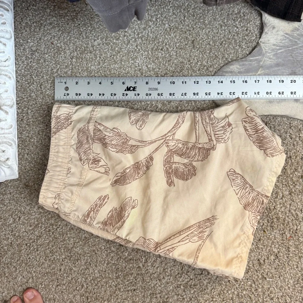 Beach Short Mens XL Tropical Leaf Print Elastic‎ Waist Drawstring Swim Trunks